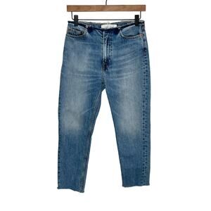 IRO Womens Debyh Raw Cut Frayed Waist Jeans 24 Blue Denim High Rise Raw Hem